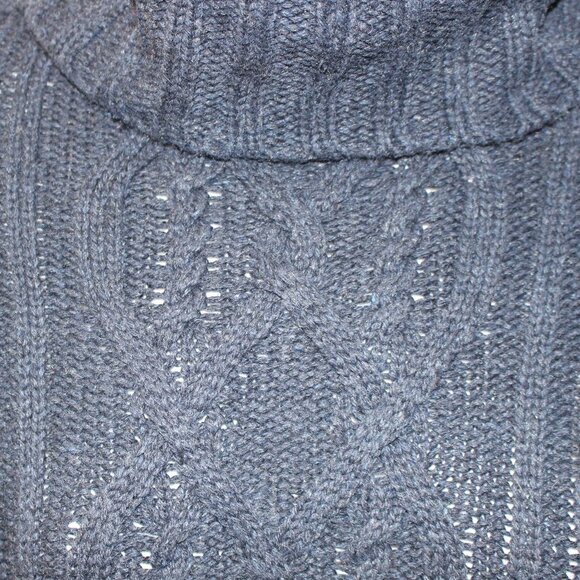 L.O.G.G. H&M Women's Chunky Cable Knit Long Sleeve Turtleneck Navy Sweater Small - Picture 5 of 10